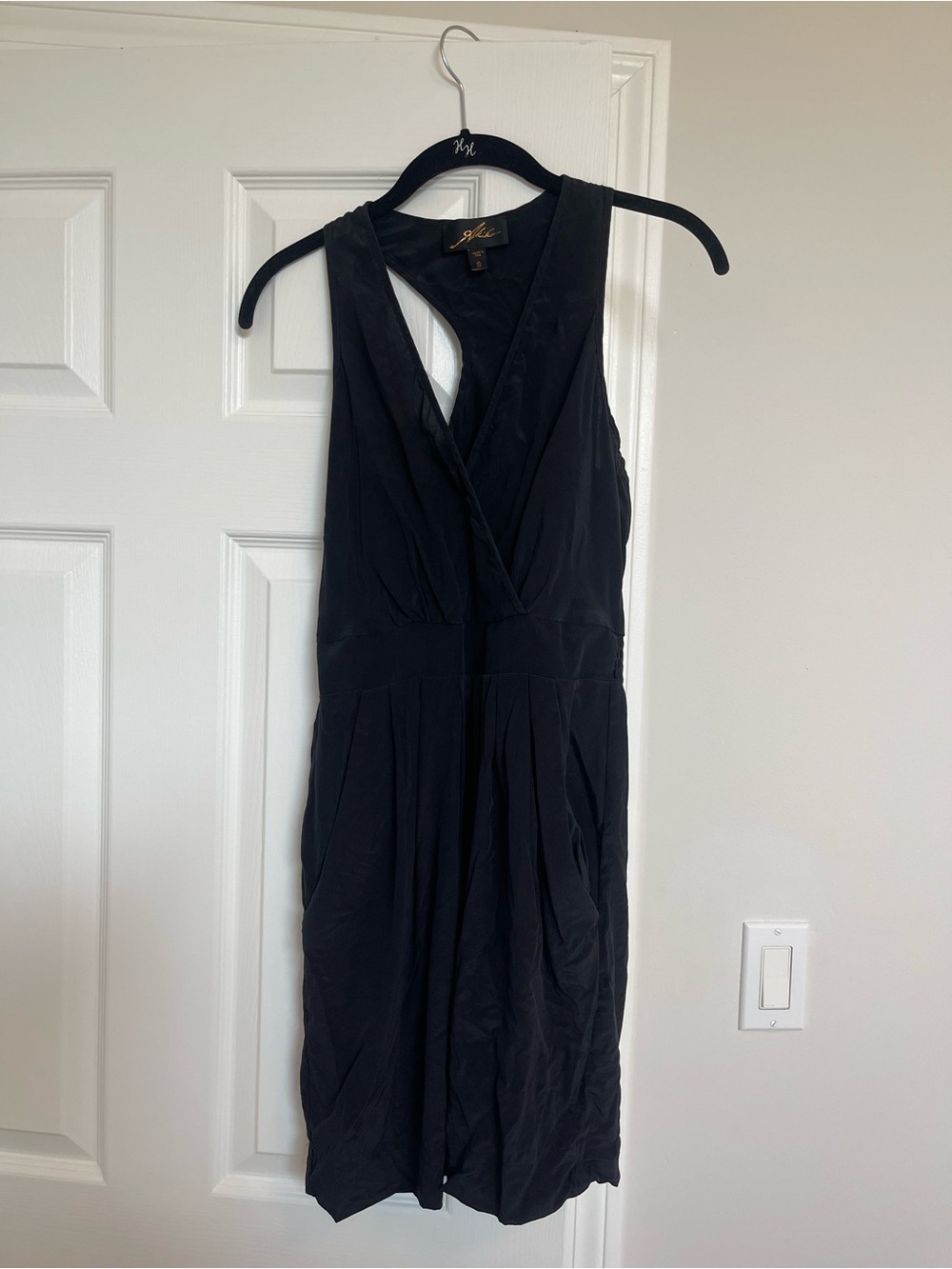 Sleeveless Black Wrap-Front Women's Dress